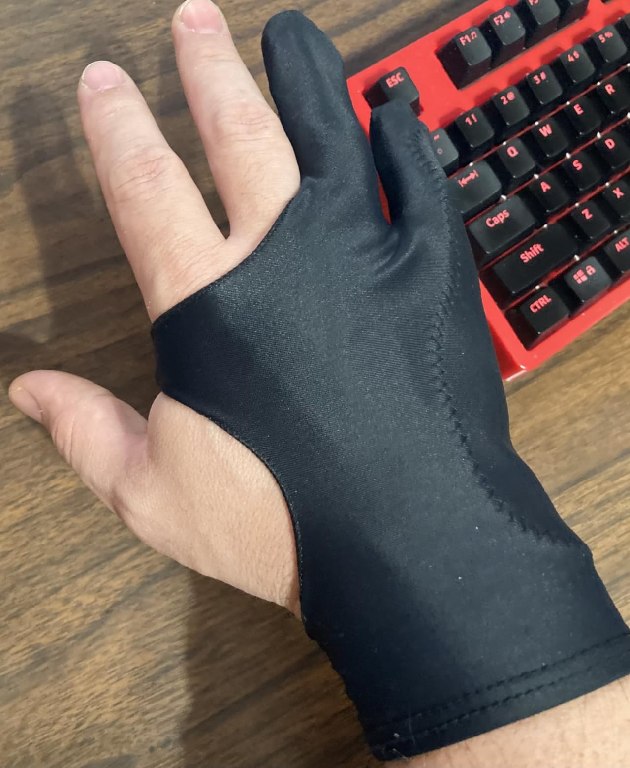 Artist Drawing Glove 3-Layer Palm Rejection [2 Pack Black] Right Left Hand Digital Art Graphic Tablet iPad Gloves Two Finger Smooth Elasticity Breathable for Stylus Pen Pencil Sketching Painting customer photo 2