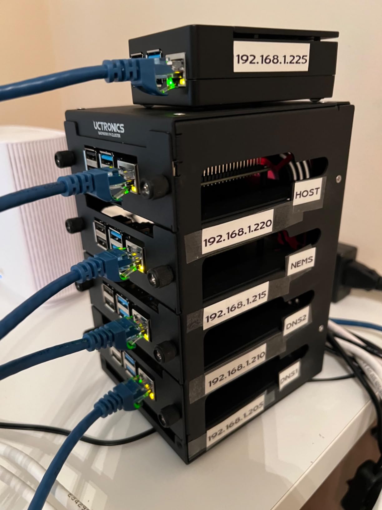 UCTRONICS for Raspberry Pi Cluster Case, Desktop Metal Rack Case, 4 Layers with 2 Cooling Fans Compatible with Raspberry Pi 5/4B and 2.5
