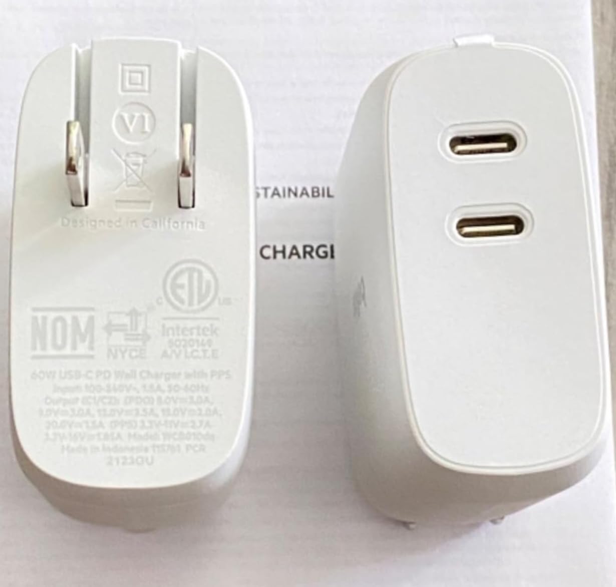 65W Dual USB C Charger Block, Super Fast Charging PD3.0 w/ GaN Technology - Samsung Galaxy S25, Apple iPhone 17, Air, Pro, Pro Max, iPad, MacBook, AirPods, Nintendo Switch 2 & More - White customer photo 1