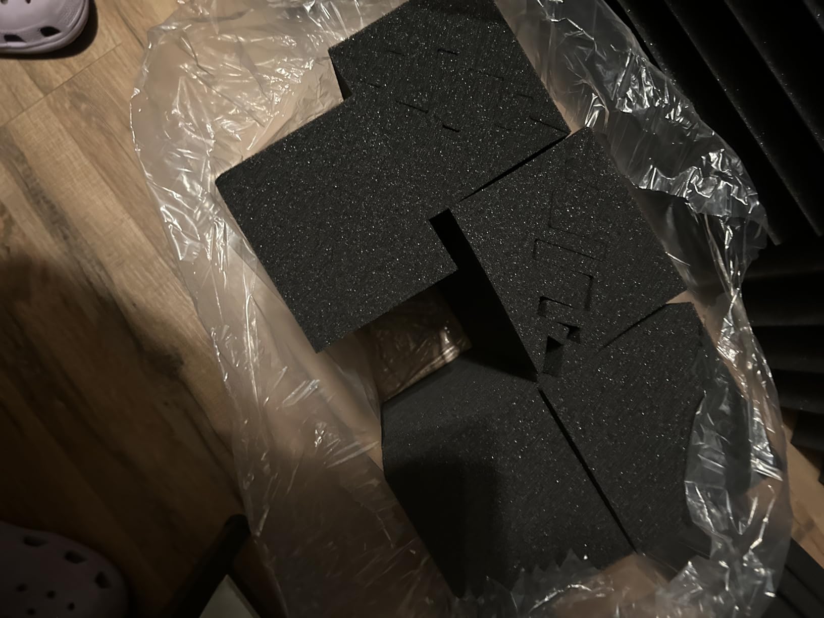 TroyStudio Bass Traps - 12 Pcs 4 X 4 X 12 Inches Dense Thick Studio Bass Foam Corner, Acoustic Treatment Panel Absorbing Echo Reverb, Low Frequency Sound Absorber for Music Room Home Recording Studio customer photo 2