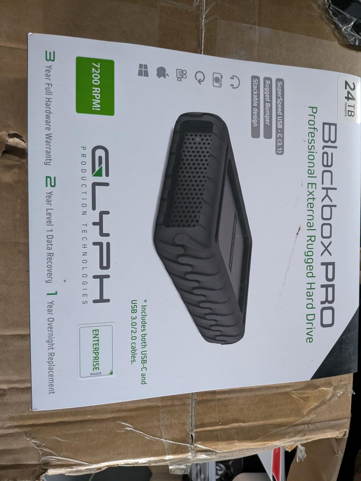 Glyph BlackBox Pro External Hard Drive 7200 RPM, USB-C (3.1,Gen2) (20TB) customer photo 2