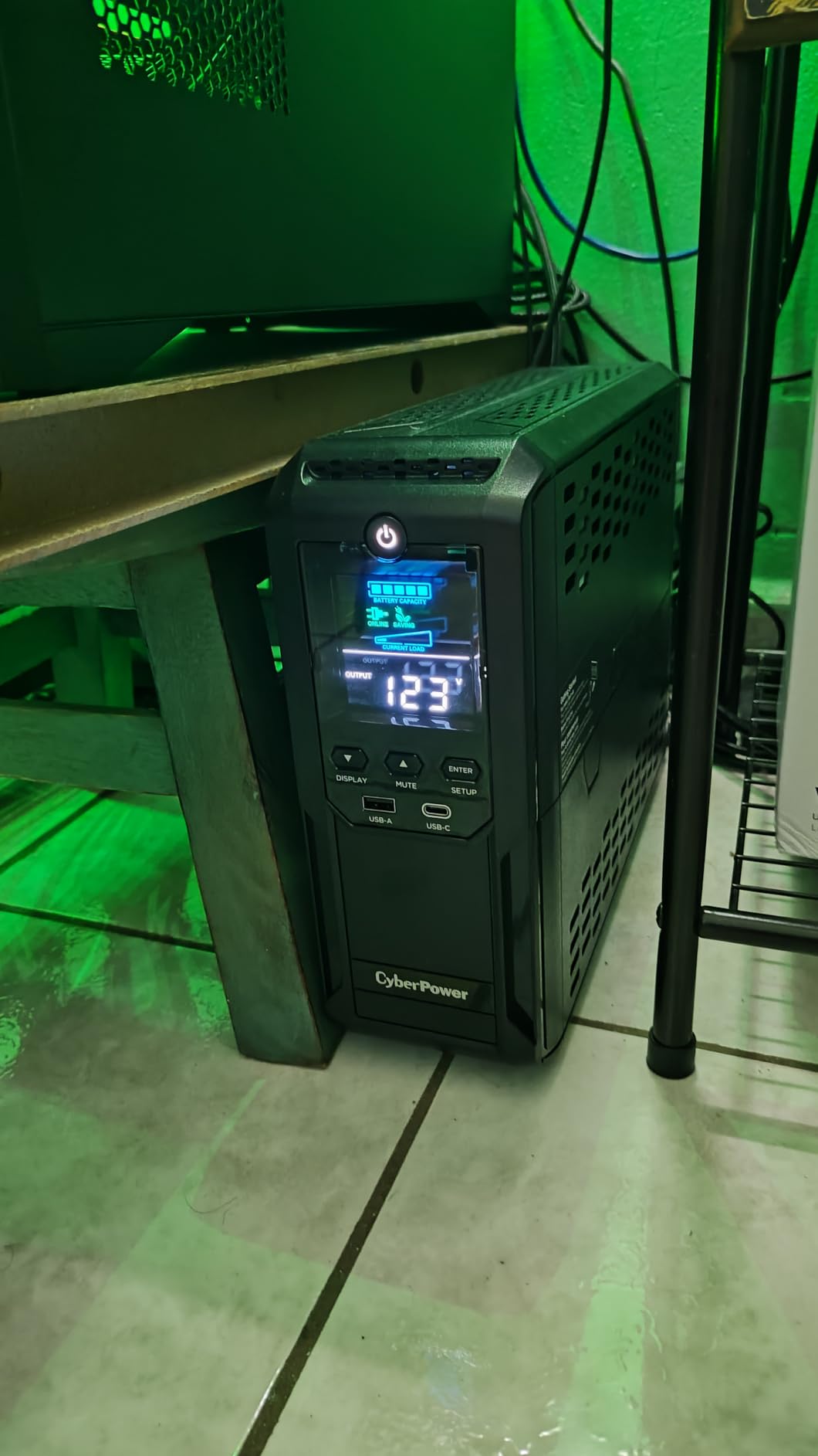 CyberPower CP1500AVRLCD3 Intelligent LCD UPS System, 1500VA/900W, 12 Outlets, 2 USB Ports, AVR, Mini Tower, Black customer photo 1