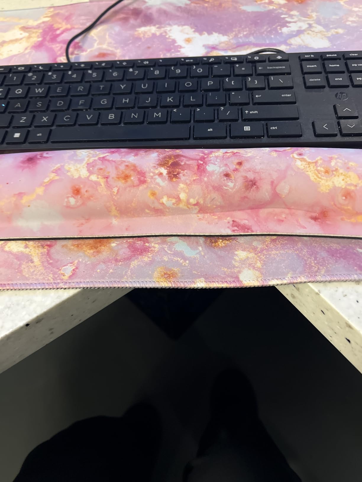 Large Mouse Pad and Keyboard Wrist Rest, Desk Pad for Keyboard and Mouse, 4-in-1 Large Gaming Mouse Pad with Wrist Support, Desk Mat for Home Office Study Game-Galaxy Fluid customer photo 1