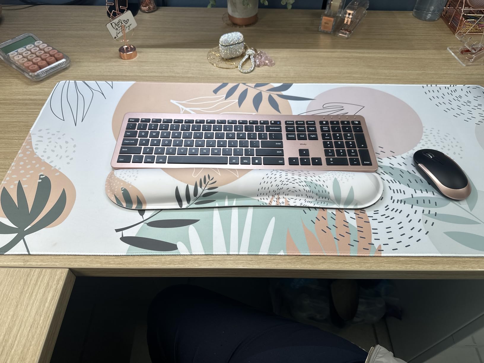 Large Mouse Pad and Keyboard Wrist Rest, Desk Pad for Keyboard and Mouse, 4-in-1 Large Gaming Mouse Pad with Wrist Support, Desk Mat for Home Office Study Game-Galaxy Fluid customer photo 2