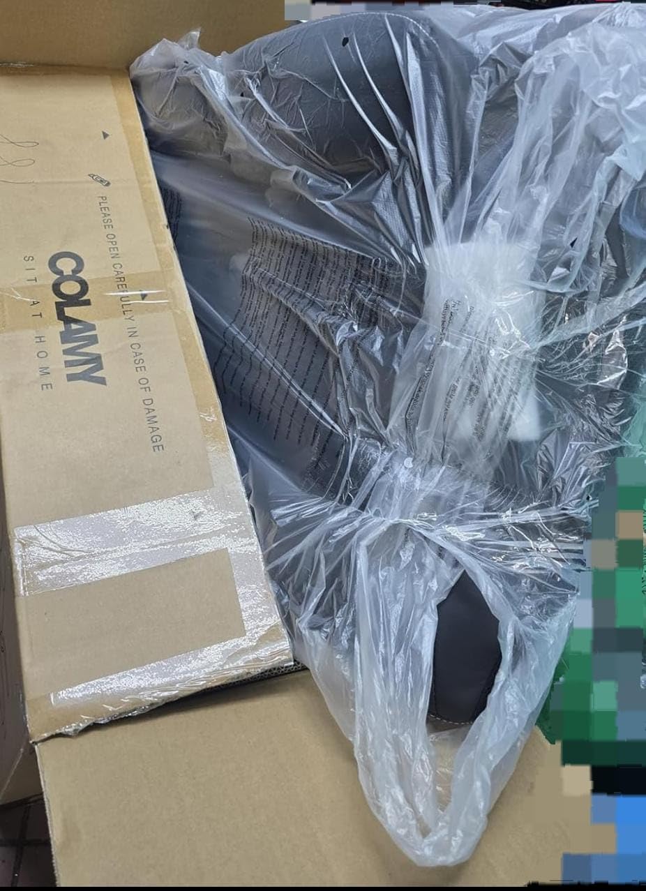 COLAMY High Back Executive Office Chair - Padded Leather Ergonomic Computer Desk Chair with Inflatable Lumbar Support & Flip-Up Arms, Adjustable Tilt Lock Swivel Task Chair for Home Office, Black customer photo 2