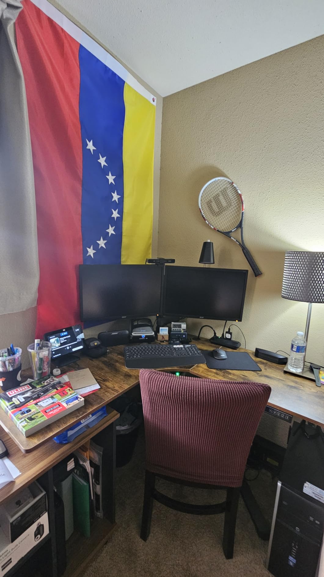 VIVO Electric Corner L-Shaped 47 x 47 in Standing Desk, Memory Height Adjustment, Rustic Vintage Brown Top Black Frame, DESK-E1L94N customer photo 2