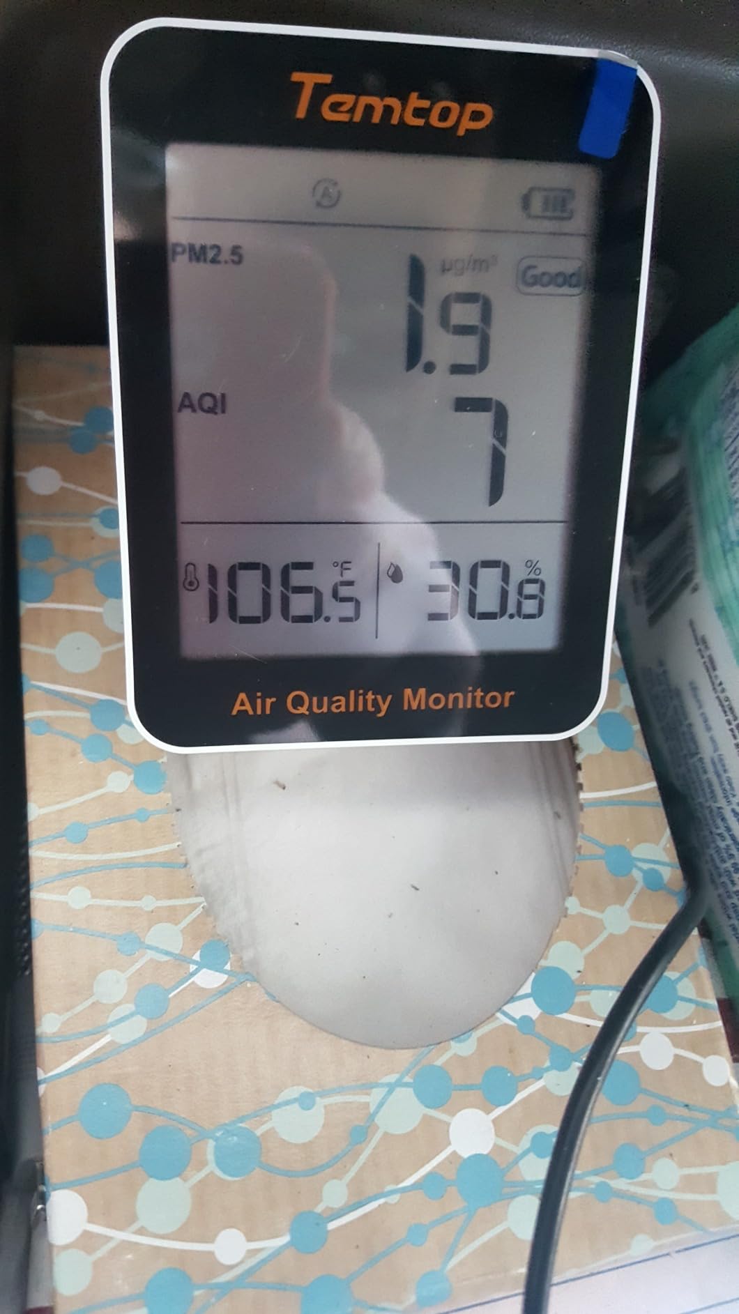 Temtop 2 Pack S1 Indoor Air Quality Monitor, Portable AQI PM2.5, Temperature, Humidity Detector for Home, Office or School, Air Quality Tester 4 More Home Monitoring, Battery Powered, Magnetic Suction customer photo 1