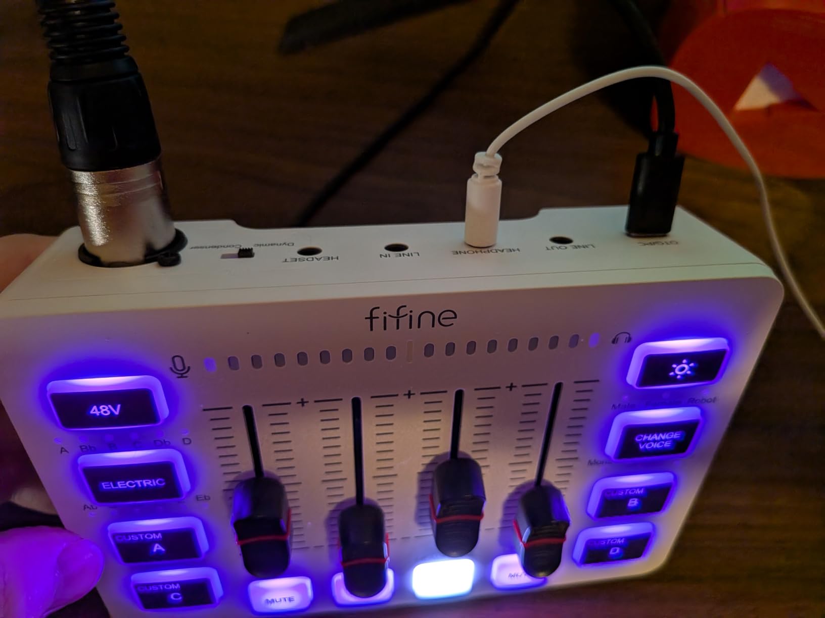 FIFINE Gaming Audio Mixer, Streaming RGB PC Mixer with XLR Microphone Interface, Individual Control, Volume Fader, Mute Button, 48V Phantom Power, for Podcast/Recording/Vocal/Game Voice-AmpliGame SC3 customer photo 1