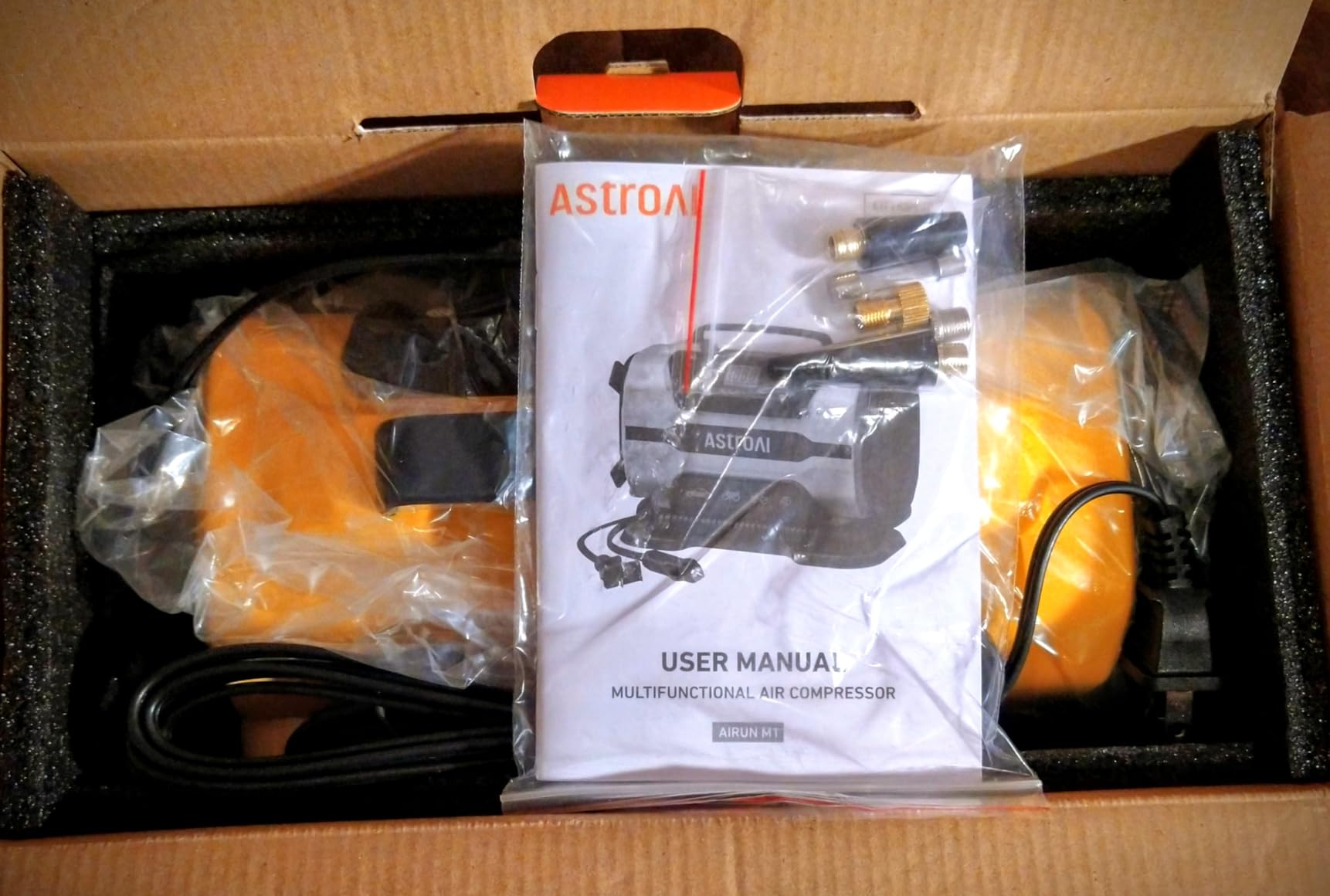 AstroAI Tire Inflator Portable Air Compressor Pump 150PSI 12V DC/110V AC with Dual Metal Motors&LED Light, Automotive Car Accessories&Two Modes for Car, Bicycle Tires and Air Mattresses, Yellow customer photo 1