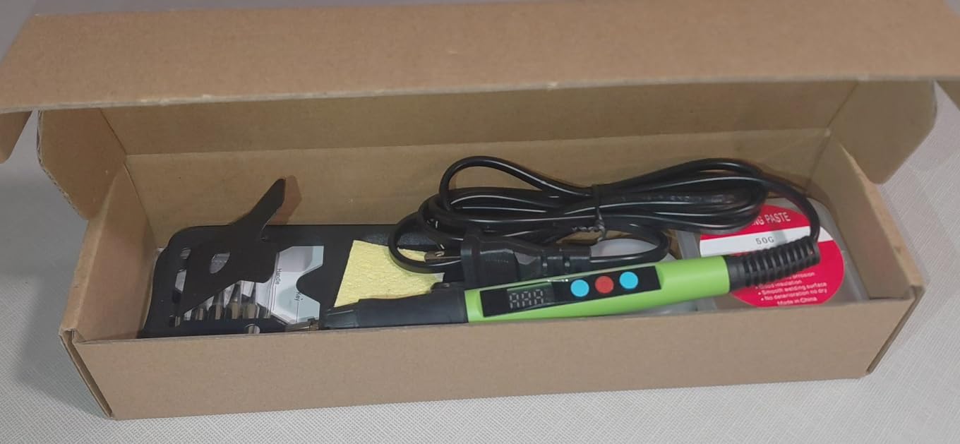 Soldering Iron Kit, 100W LED Digital Solder Gun kits with Ceramic Heater, Adjustable Temperature Welding Tools with Tips, Wick Braid, Stand, Solders Wire, Sponge, Flux Paste customer photo 2