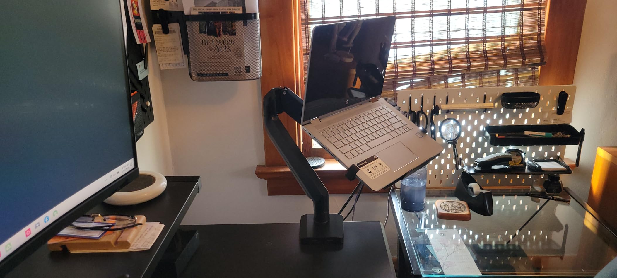 MOUNT PRO Laptop Arm Mount for Desk, 2 in 1 Function Monitor Laptop Stand, Fits Max 17