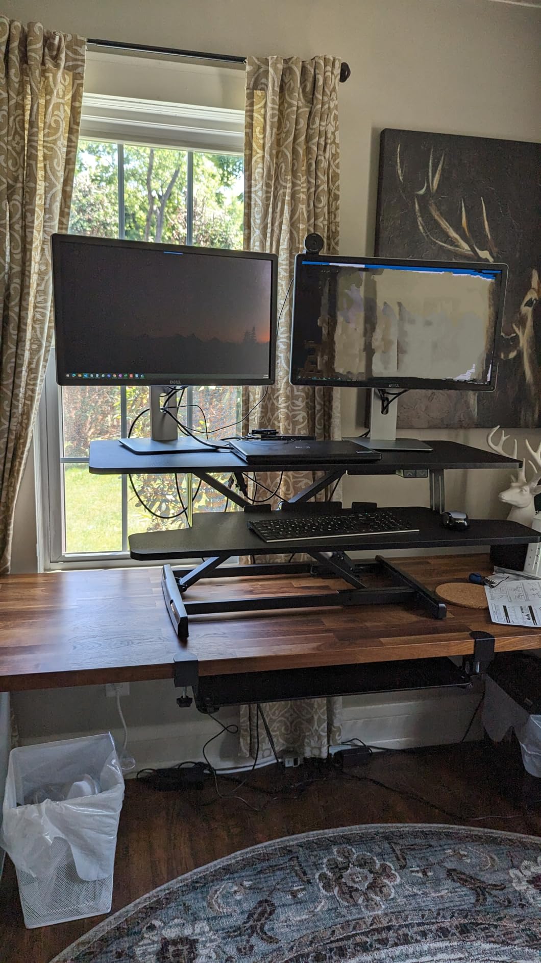 VIVO 42 inch Electric Motor Desk Converter, Height Adjustable Riser, Sit to Stand Dual Monitor and Laptop Workstation with Wide Keyboard Tray, Black customer photo 1