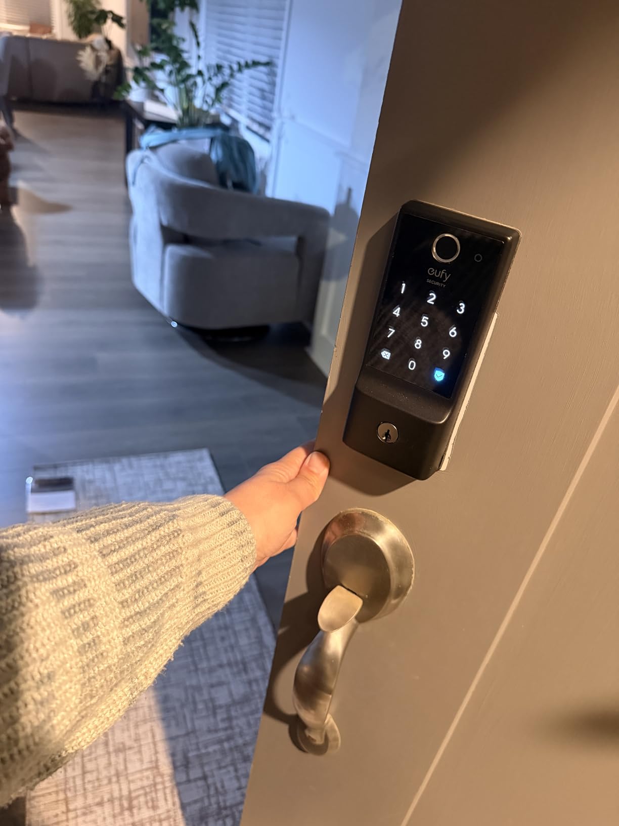 eufy Security Smart Lock C220, Fingerprint Keyless Entry Door Lock, Built-in Wi-Fi, App Remote Control, Front Door Smart Lock Deadbolt, 8 Months Battery, Reliable Power, IP53 Waterproof, BHMA Grade 3 customer photo 1