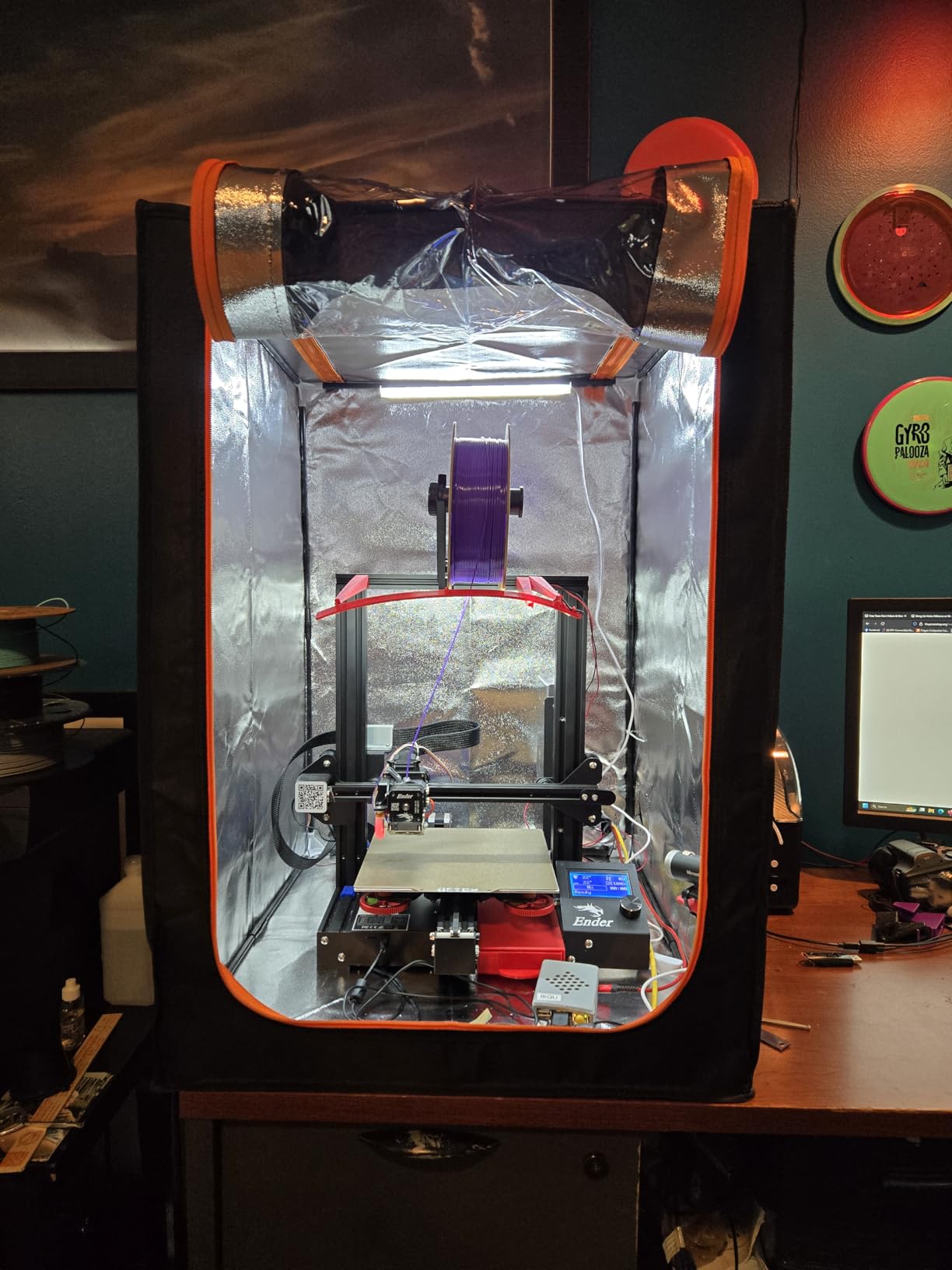 3D Printer Enclosure with LED Lighting, Fireproof Dustproof Tent Constant Temperature Protective Cover for Creality Ender 3 V3 SE/KE/Ender 3/Ender 3 Pro/Ender 3V2/Ender 3S1/Neo/Anycubic Elegoo, Medium customer photo 1