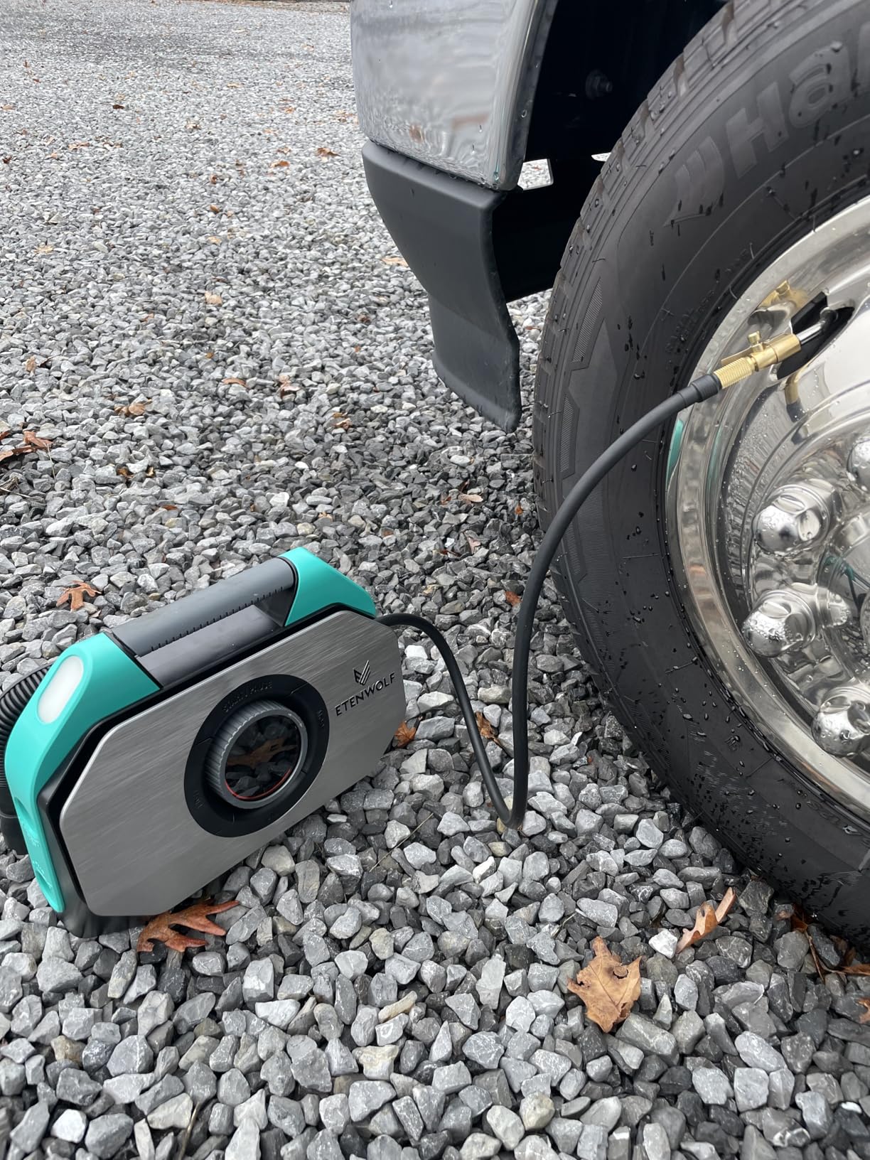 ETENWOLF VORTEX S6 Tire Inflator Portable Air Compressor for Heavy-duty Vehicle, Cordless Air Pump for Car & Inflatables with 19200 mAh Battery, 100% Duty Cycle & Dual Cylinder Bike Pump, Vivid Orange customer photo 1