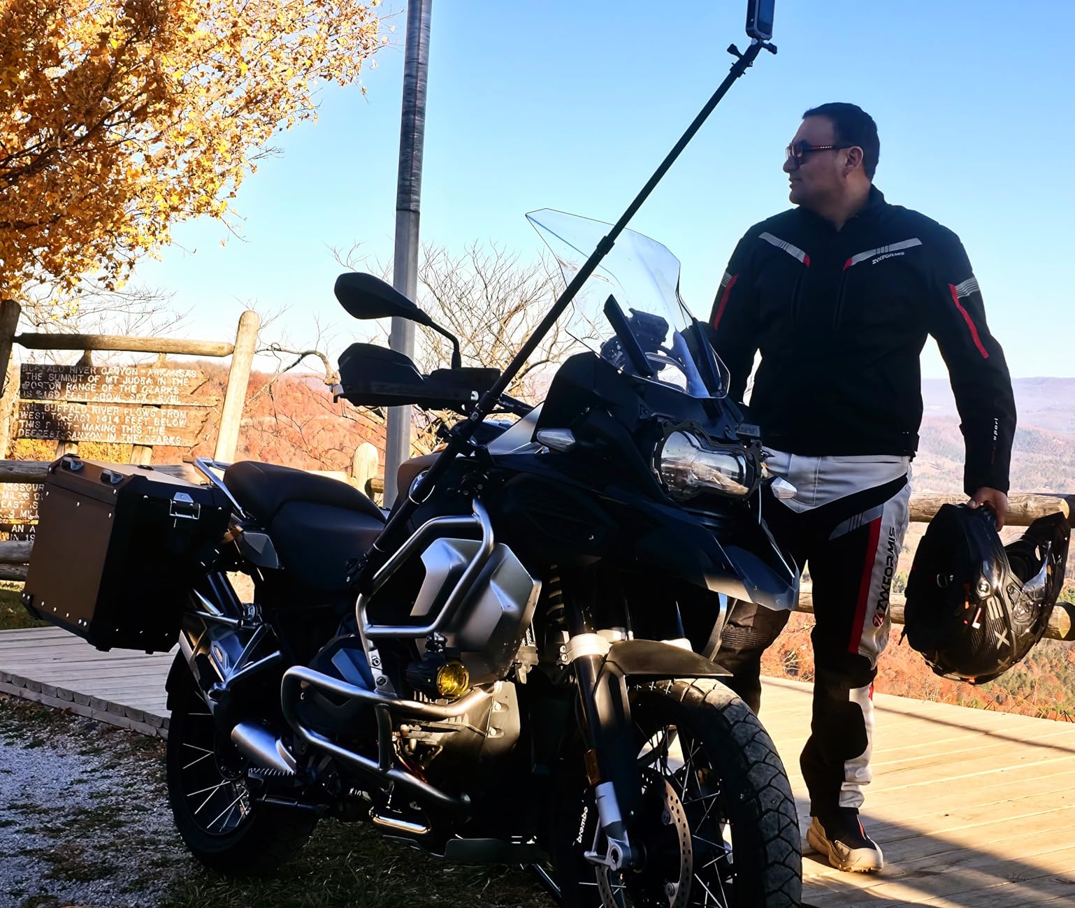 Aluminum Alloy Motorcycle Camera Mount Kit for GoPro Insta360 DJI, 360° Rotating Heavy-Duty Bike Handlebar Anti-Theft Clamp Mount with Extendable Selfie Stick for Motorcycle Bike ATV UTV customer photo 1