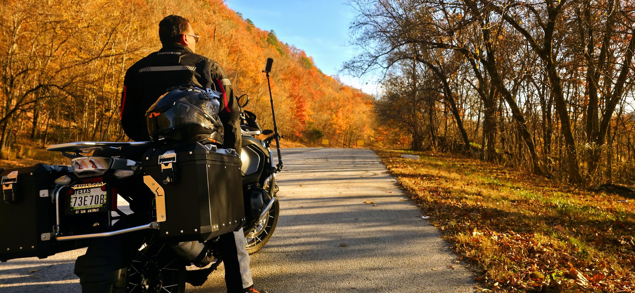 Aluminum Alloy Motorcycle Camera Mount Kit for GoPro Insta360 DJI, 360° Rotating Heavy-Duty Bike Handlebar Anti-Theft Clamp Mount with Extendable Selfie Stick for Motorcycle Bike ATV UTV customer photo 2