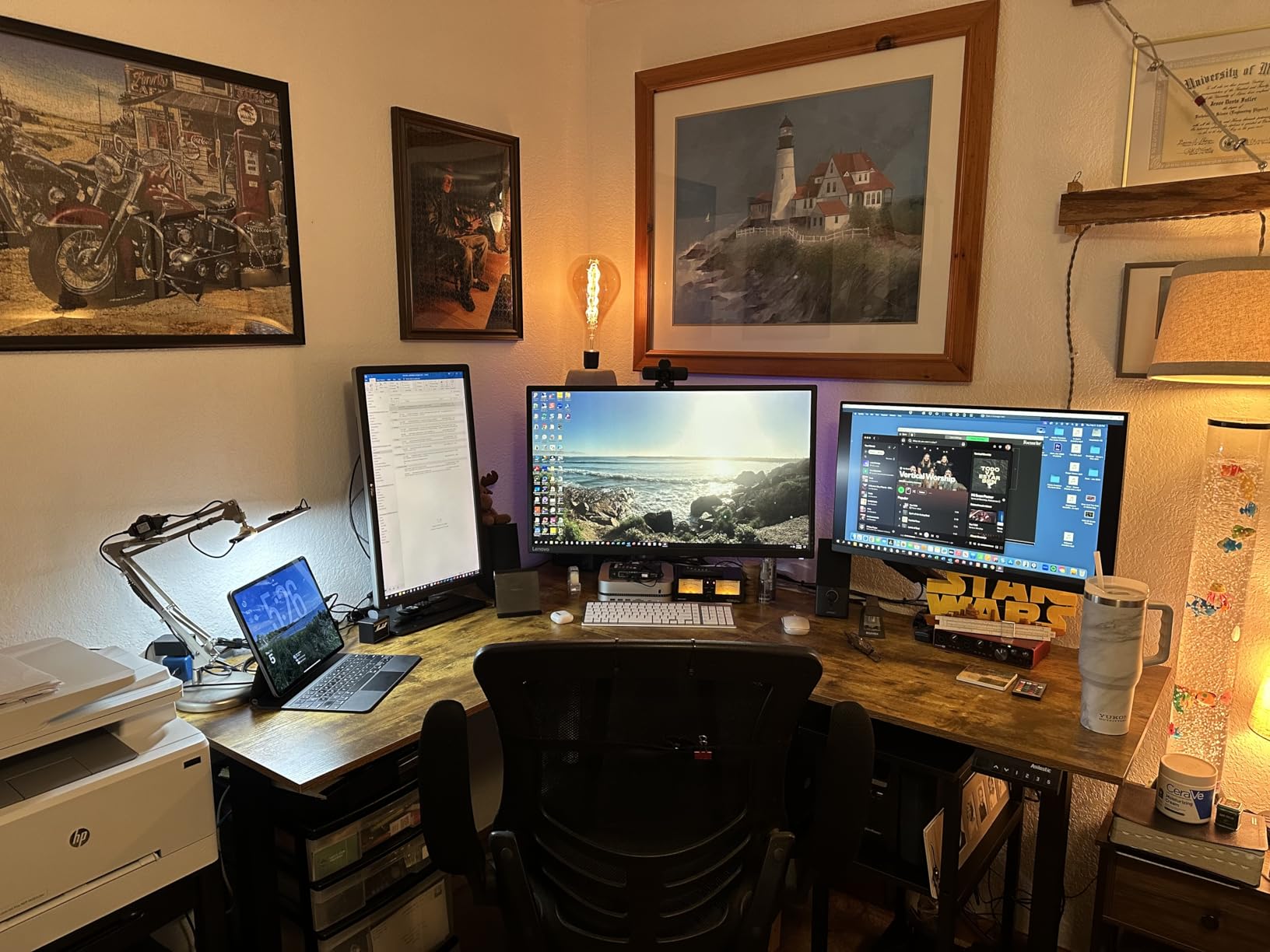 Agilestic L Shaped Standing Desk 63 x 55 inch Adjustable Height, Electric Corner Standing Desk, Sit Stand Computer Table with Splice Board, Rustic Brown customer photo 1