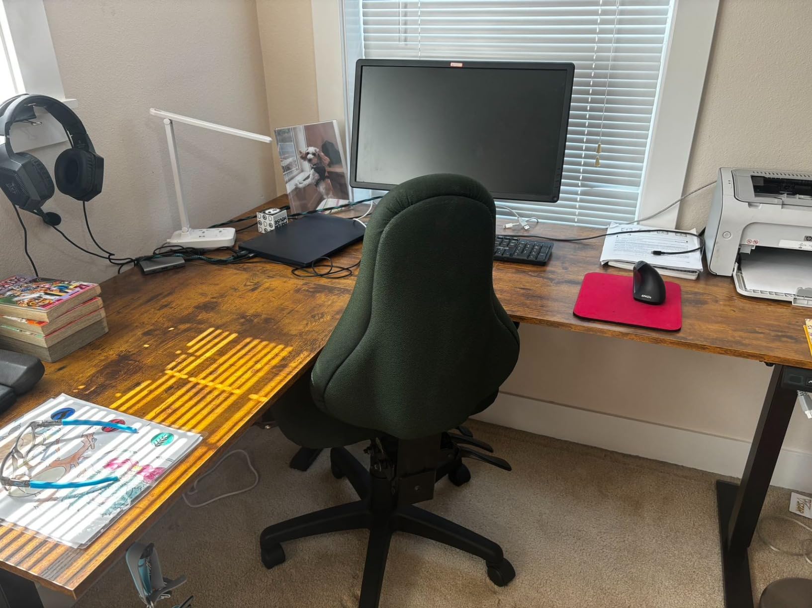 Agilestic L Shaped Standing Desk 63 x 55 inch Adjustable Height, Electric Corner Standing Desk, Sit Stand Computer Table with Splice Board, Rustic Brown customer photo 2