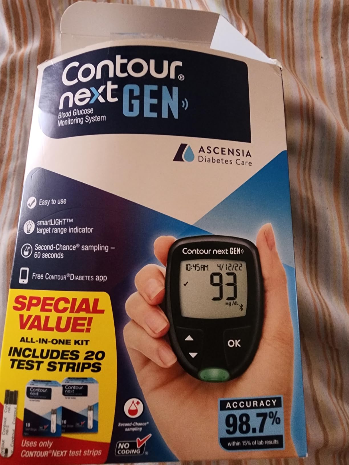Ascensia CONTOUR NEXT GEN Blood Glucose Monitor All-In-One Kit with 20 Test Strips, Accurate Blood Sugar Monitor, Easy-to-Use Glucose Meter, Portable and Reliable Diabetes Testing Kit customer photo 2