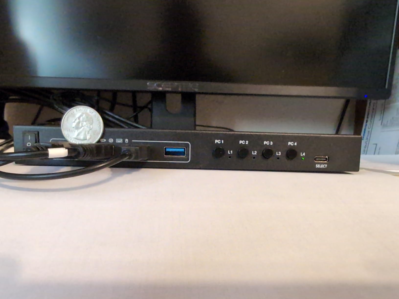 HDMI KVM Switch 4 Computers 4K@60Hz 2K@120Hz, Simulation EDID, Camgeet 4 Port USB3.0 KVM Switches for 4 PC Share 1 Monitor and Keyboard Mouse Printer,with Wired Remote,12V Power Adapter and 5 Cables customer photo 2