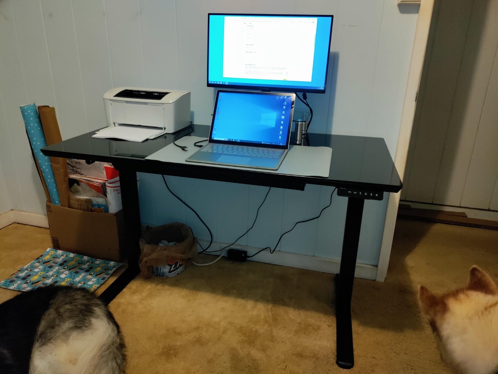 INNOVAR Bamboo Standing Desk with Drawers, 55 Inch Adjustable Stand Up Desk with Whole-Piece Board customer photo 2