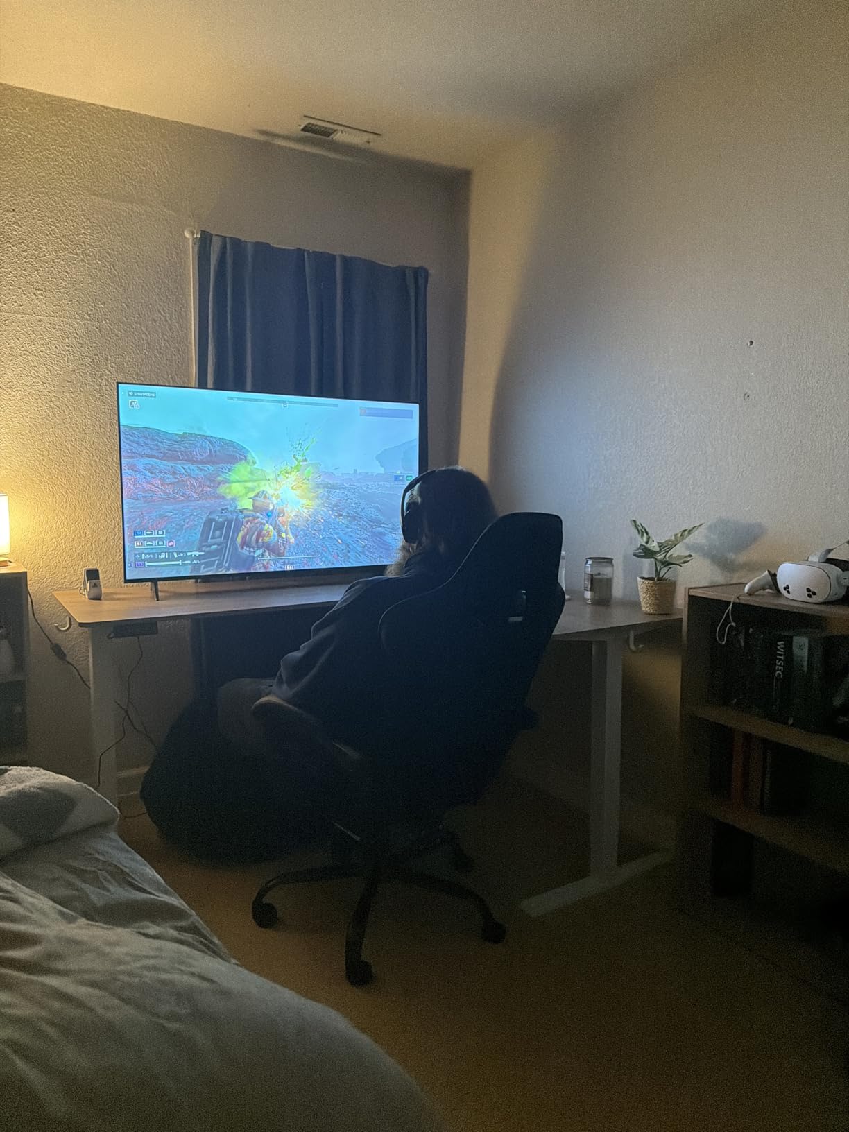 TIQLAB L Shaped Standing Desk Adjustable Height, Reversible Electric Corner Standing Desk, 63 x 55 inch Sit Stand Computer Table with Splice Board, Maple customer photo 1