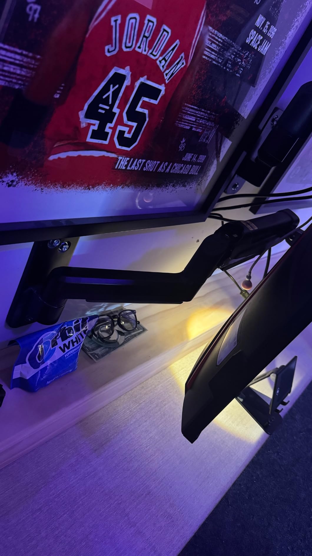 BONTEC Dual Monitor Wall Mount for 13-32 Inch Screens, Height Adjustable Gas Spring Arm with Tilt, Swivel & Rotate, Hold Up to 19.8 lbs, Fully Adjustable, Office & Home Use, VESA 75x75/100x100 customer photo 1