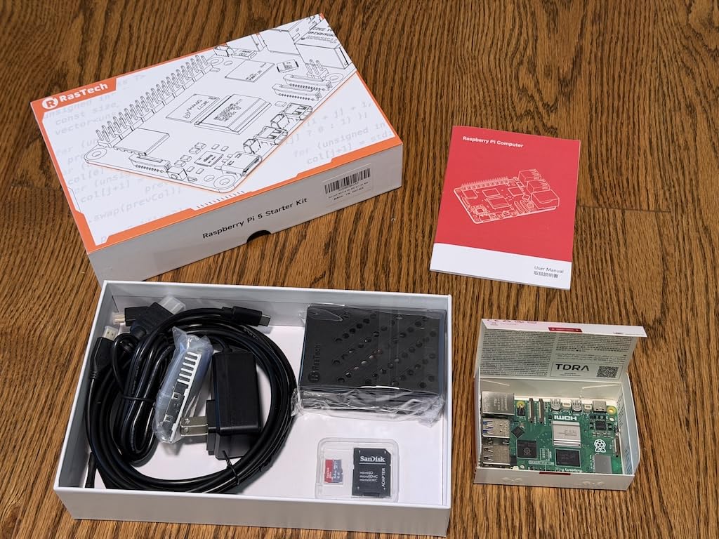 RasTech Raspberry Pi 5 8GB Kit 64GB Edition with Active Cooler, 27W GaN 5.1V 5A USB-C Power Supply, Pi5 8GB Board, 64GB Card Readers Kit, Pi 5 Case, Dual 4K Micro HD Out Cables and User Manual customer photo 1