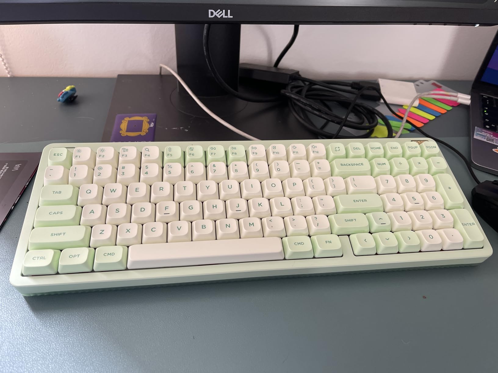 NuPhy Halo96 V2 Wireless Mechanical Gaming Keyboard, Gasket Structure, 96% Hot Swappable, 99 Keys RGB Backlit, Bluetooth/USB-C/2.4GHz, Raspberry Switches (46gf), Green customer photo 1