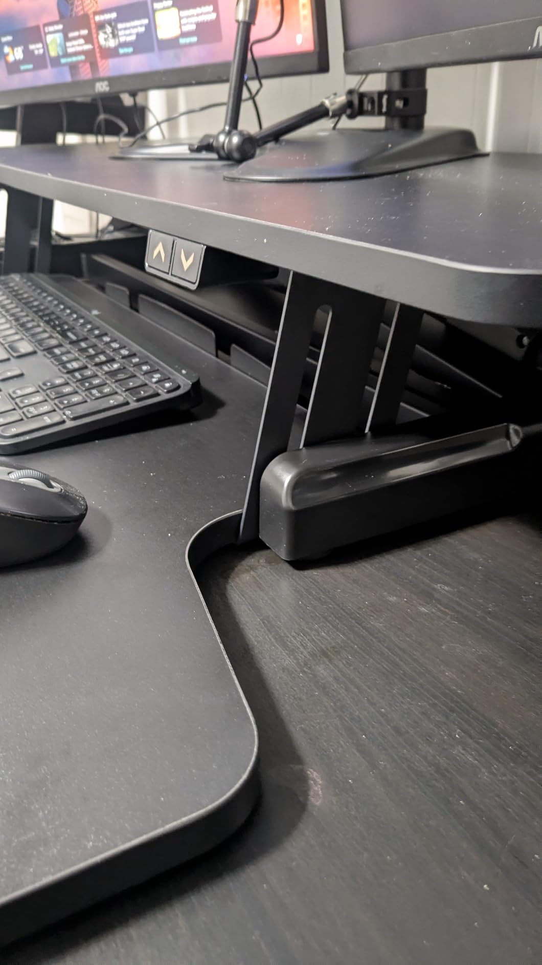 VIVO 47 inch Electric Motor Desk Converter, Height Adjustable Riser, Sit to Stand Dual Monitor and Laptop Workstation with Wide Keyboard Tray, Black, DESK-VE48B customer photo 1