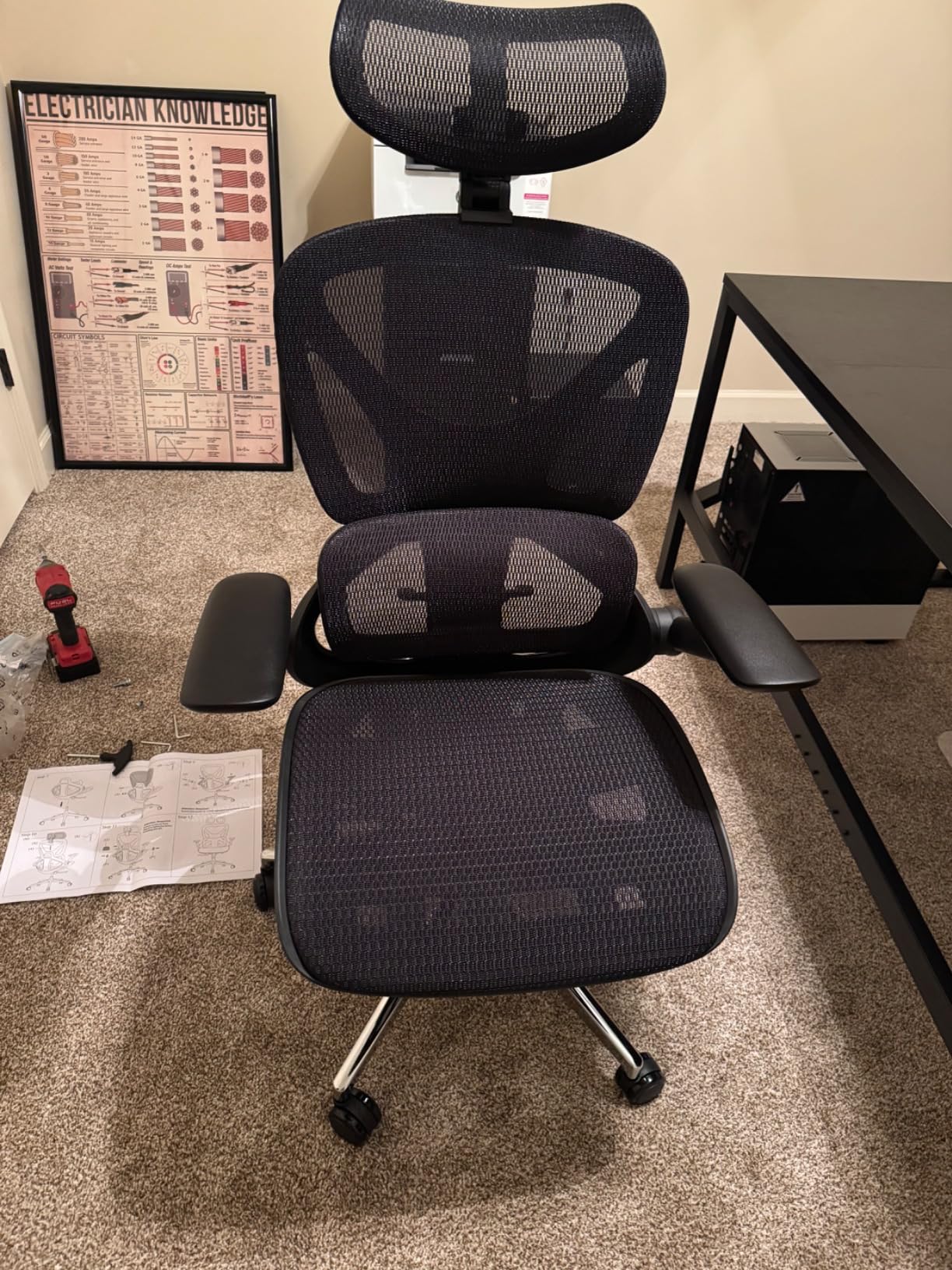 CAPOT Ergonomic Mesh Office Chair, Adjustable Lumbar High Back Desk Chair 400lbs, 4D Flip-up Arms, 3-Level Tilt Backrest, 3D Headrest, PU Wheels customer photo 1