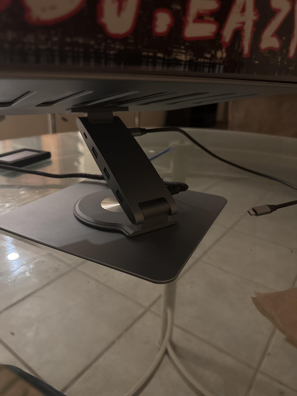 Laptop Docking Station Stand Dual Display 4K HDMI USB3.0 3.5mm Audio Jack 9-IN-1 360° Swivel Laptop Stand for Desk with USB-C Hub Multiport Adapter Universal for MacBook Pro/Air/Dell/HP/Surface/Lenovo customer photo 2