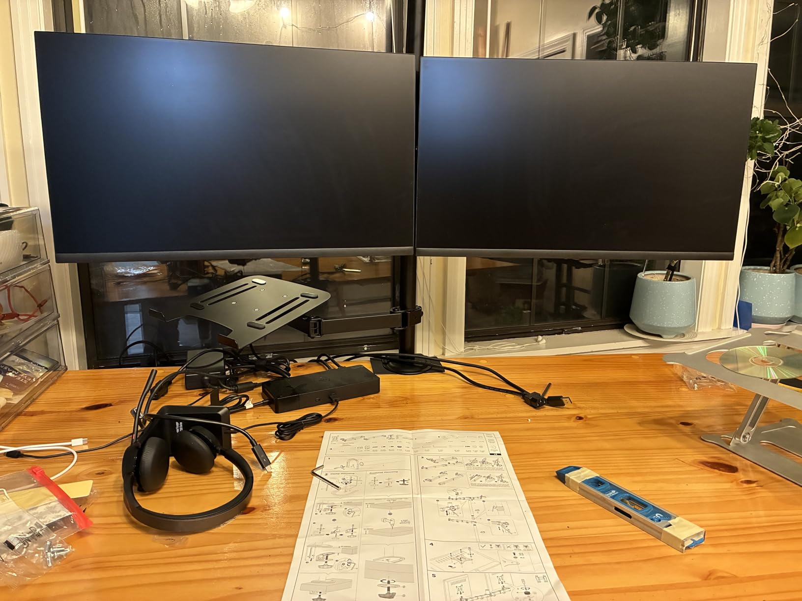 Dual Monitor Stand and Laptop Mount Fit Two 17 to 32 Inch Monitor and 10 to 17 Inch Laptop, Extra Tall Adjustable Stand, 19.8 lbs Weight Capacity per Arm, Black customer photo 2