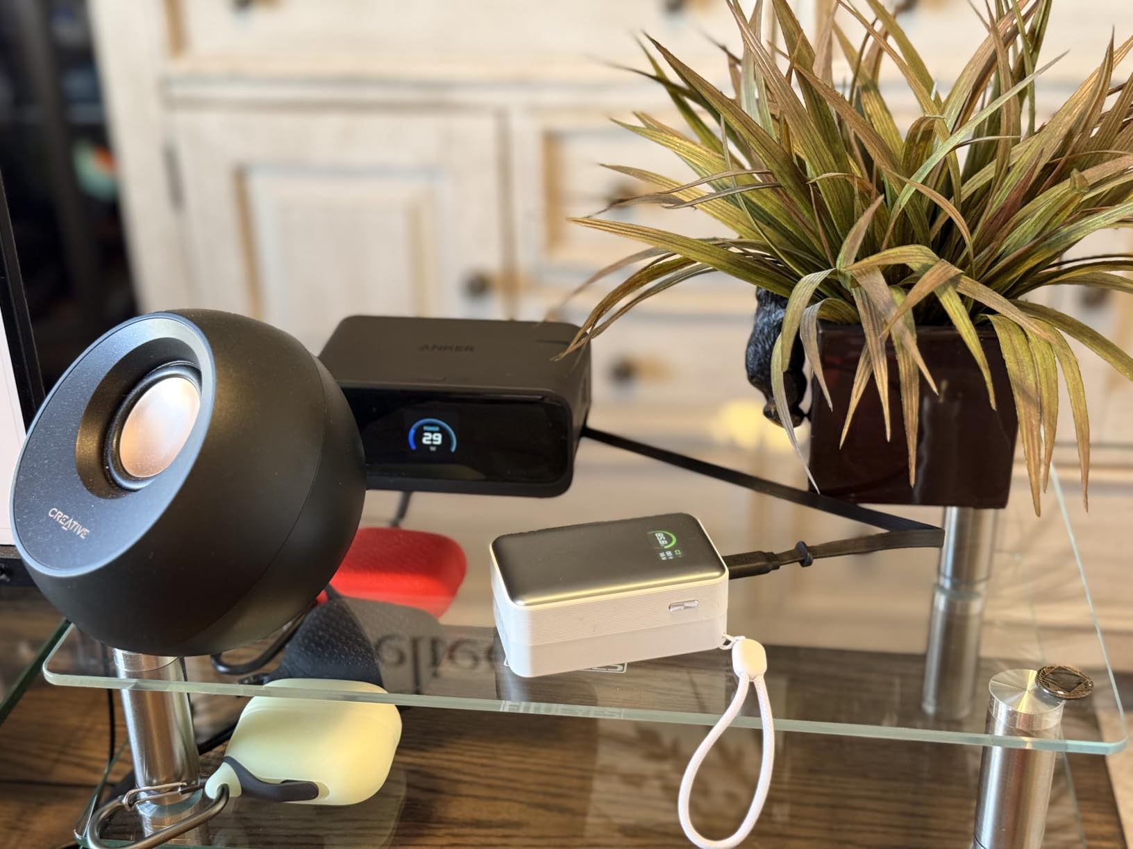 Nano Charging Station, 100W 7-in-1 Power Strip, 2.3ft InstaCord Retractable Cable, Gaming Desk Accessories for Multiple Devices, 3 AC, 3 USB C, 1 USB A, MacBook Charger, Home Office customer photo 2