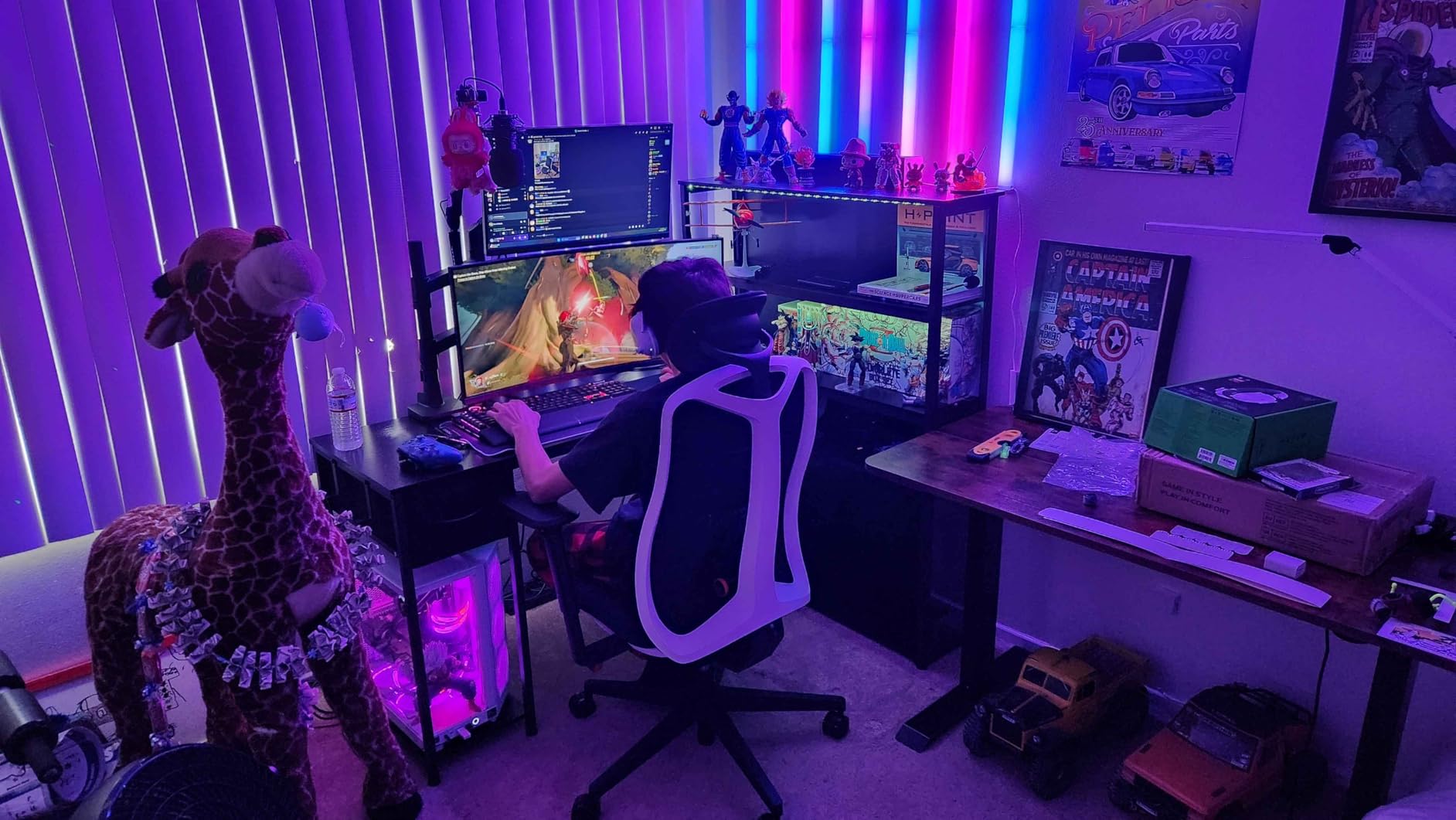 ARES WING Dual Monitor Arm Desk Mount for 17-49 Inch Ultrawide Monitors, Heavy Duty Dual Monitor Mount Holds 44 lbs, Full Motion Gas Spring Vertical Stacked customer photo 1