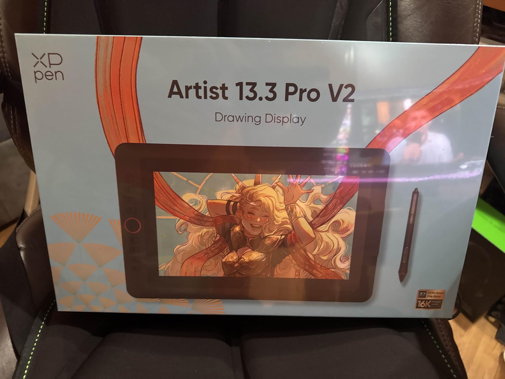 XPPen Upgraded Artist13.3 Pro V2 Drawing Tablet with Screen, 16384 Pen Pressure X3 Pro Stylus Pen Display, 99% sRGB Full-Laminated AG Screen Graphic Tablet with Stand, Red Dial, 8 Shortcut Keys 13.3