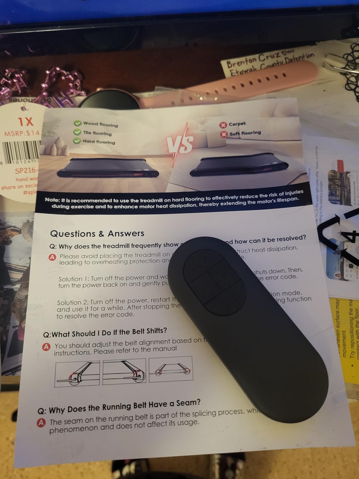 Sperax Walking Treadmill Pad with APP, 3 in 1 Under Desk Treadmill, 400W Low Noise Walking Vibration Pad with Remote Control,Portable Treadmills for Home Office customer photo 2