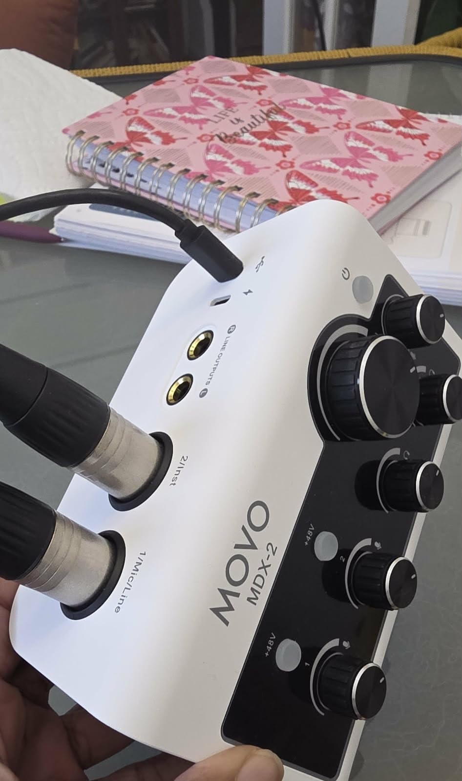 Movo Portable Podcast Equipment Bundle for iPhone/Android Phones - Podcast Kit with Audio Interface, 2 CastMic Dynamic Mics, 2 Table Stands customer photo 1