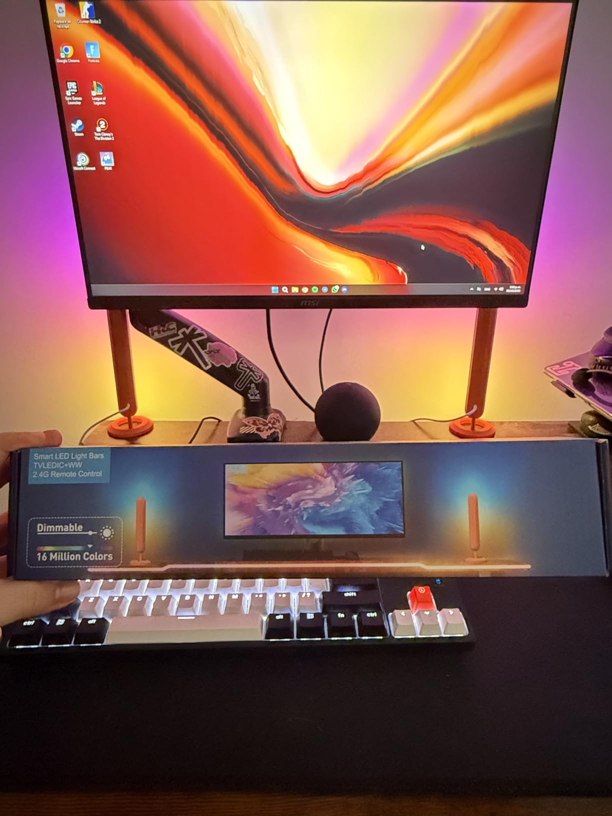 Smart ICRGB LED Lights Bars, Borllyem TV Backlight with Double Light Beads, App Control, RF Remote, Music Syncing and 47Modes for Gaming, Room Decoration customer photo 2