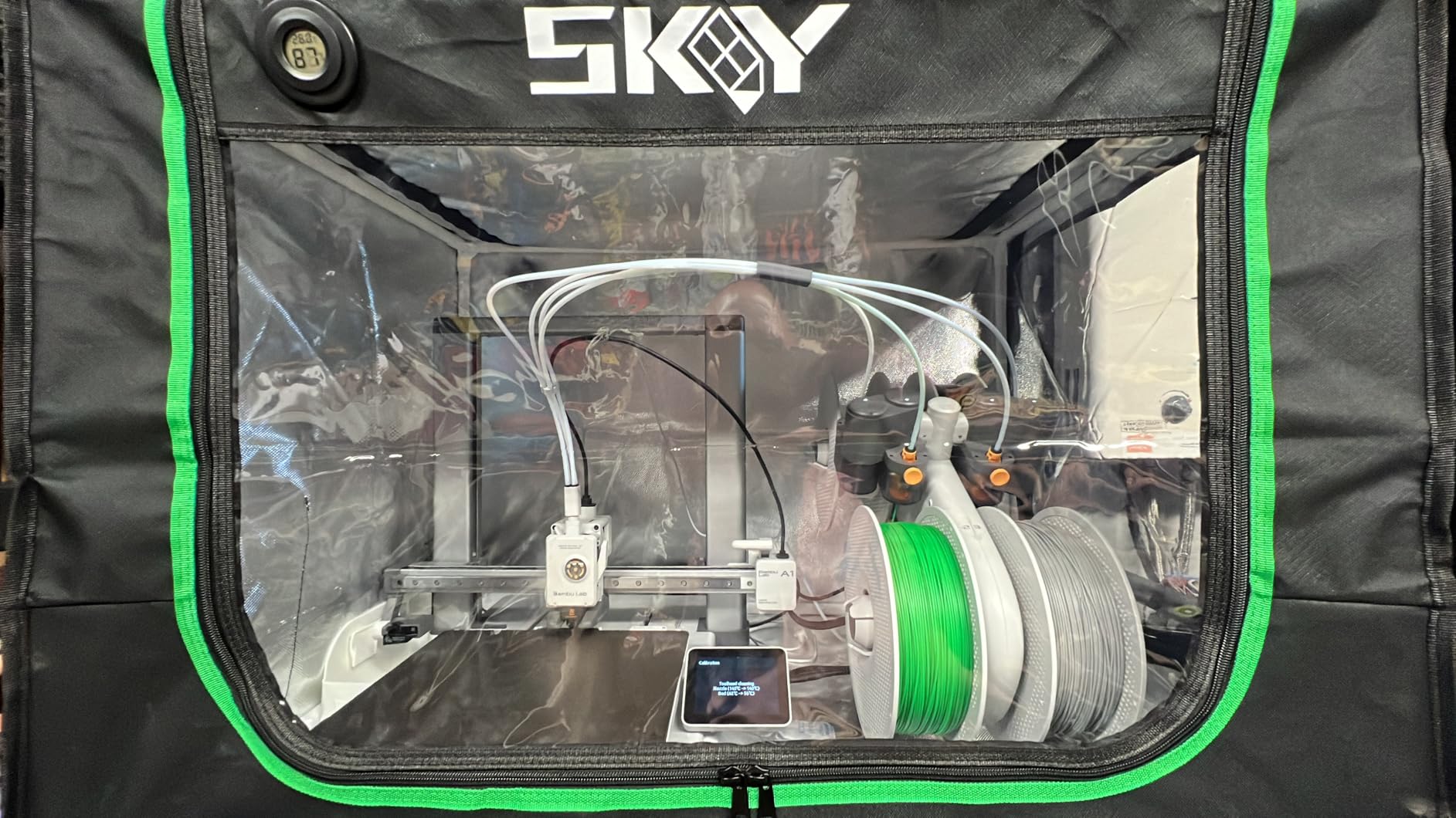 Update 3D Printer Enclosure with LED Light, Smoke Exhaust Kit, Thermo-Hygrometer,Fireproof Dustproof Tent Constant Temperature Protective Cover for Bambu Lab A1,A1 Mini,840 * 580 * 580mm customer photo 1