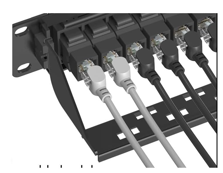 Jadaol [UL Listed] 24 Port Patch Panel Rackmount or Wall Mount 19-Inch, 1U Cat 6 Network Panel Preloaded with 24 Keystone Couplers Plus 1 Spare, 10Gbps Ethernet Panel with Cable Management & Back Bar customer photo 1