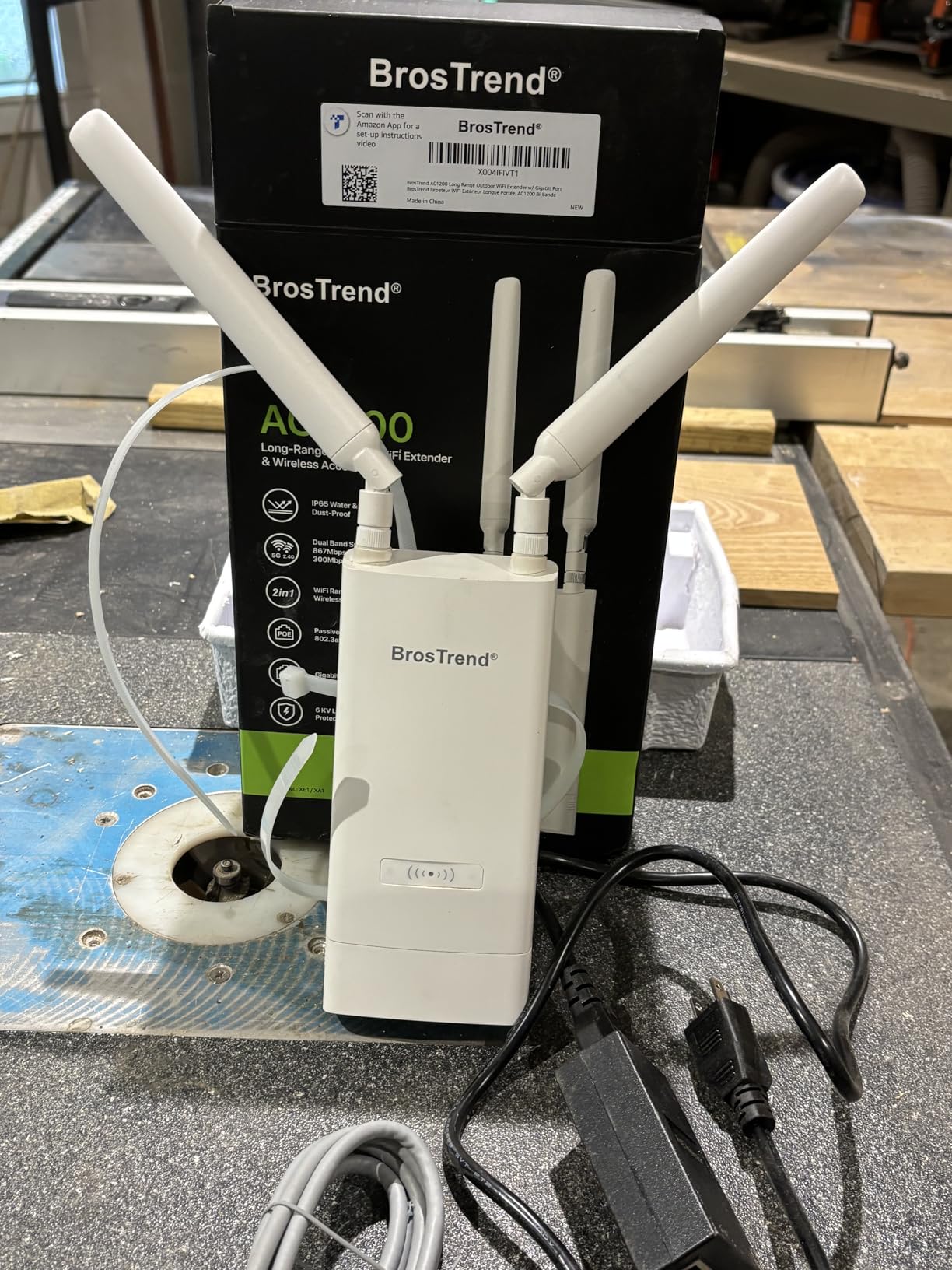 BrosTrend AC1200 Outdoor WiFi Extender Long Range, Dual Band 5GHz + 2.4GHz, IP65 Weatherproof Gigabit Signal Booster, PoE Powered, with Passive PoE Injector, 2x 5dBi Antennas, Works for Yard, Farm, RV customer photo 1