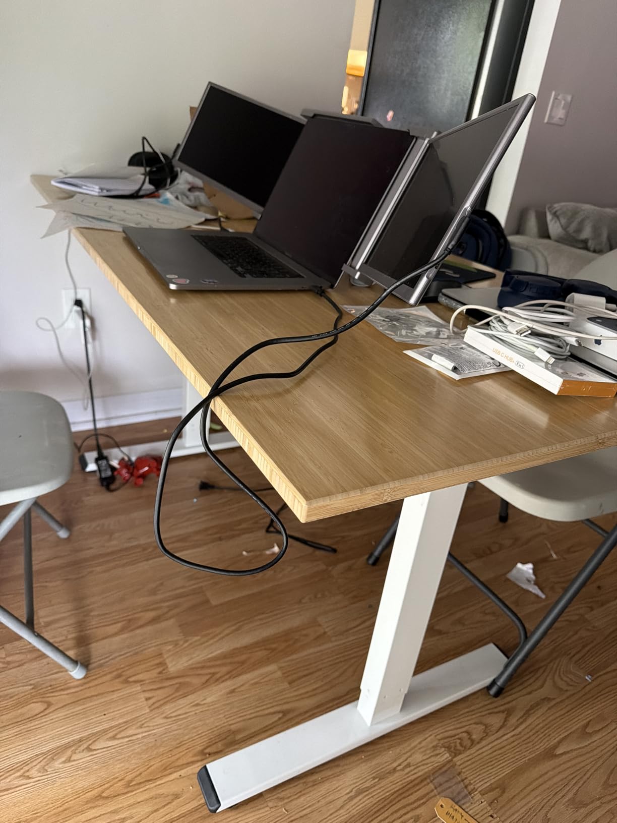 FLEXISPOT E3 Bamboo Dual Motor Electric Standing Desk 55 x 28 Sit Stand Up Desk customer photo 2