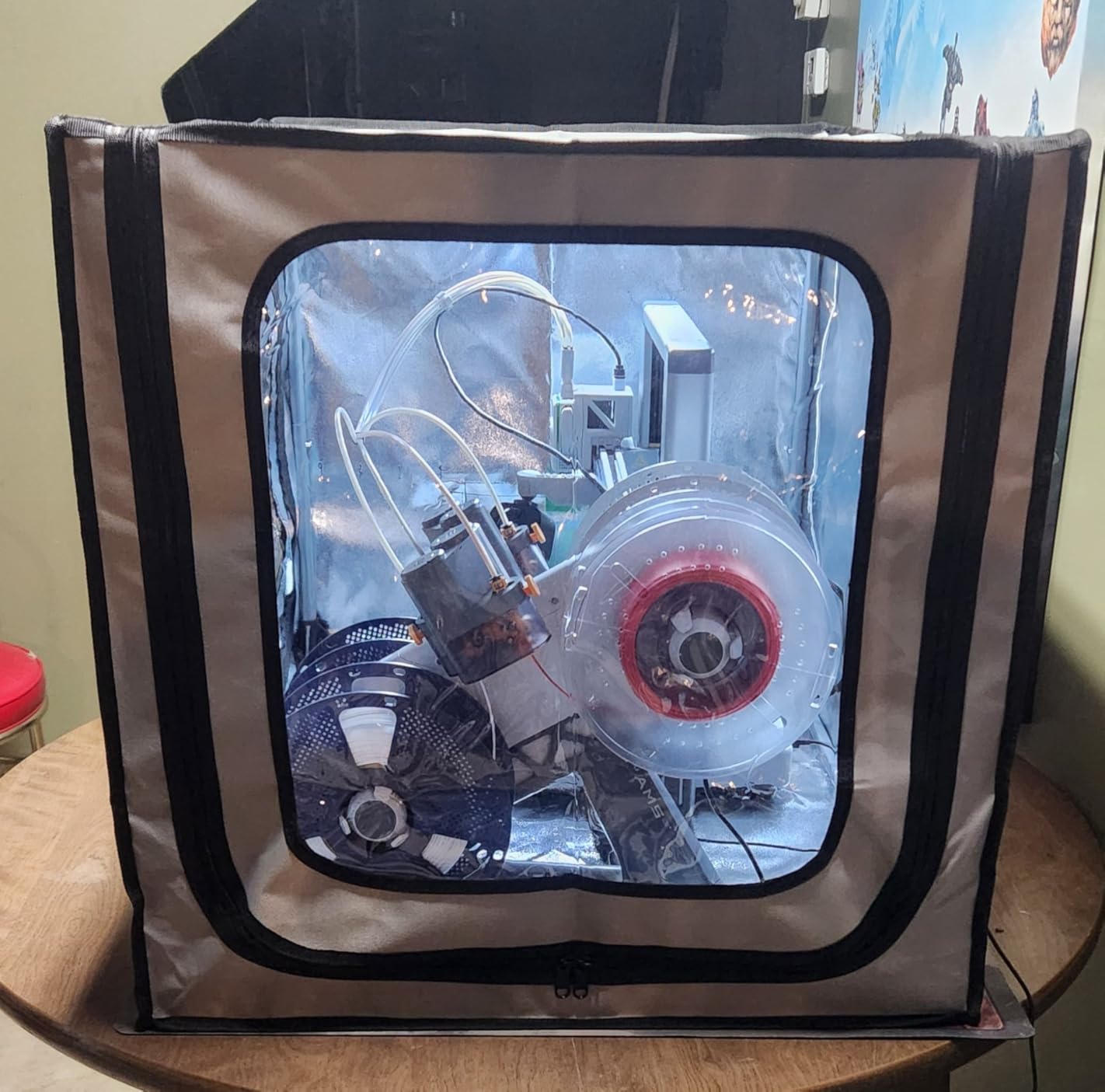 TOPCUBE 3D Printer Enclosure for Bambu Lab A1 Combo, Stainless Steel Frame Enclosure with LED Light, Fireproof Dustproof Noise Reduction Constant Temperature 3D Printer Cover, 838x588x588MM customer photo 1