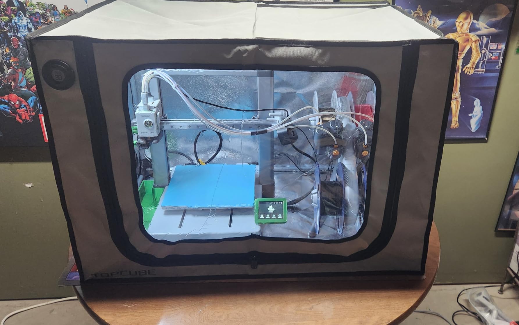 TOPCUBE 3D Printer Enclosure for Bambu Lab A1 Combo, Stainless Steel Frame Enclosure with LED Light, Fireproof Dustproof Noise Reduction Constant Temperature 3D Printer Cover, 838x588x588MM customer photo 2