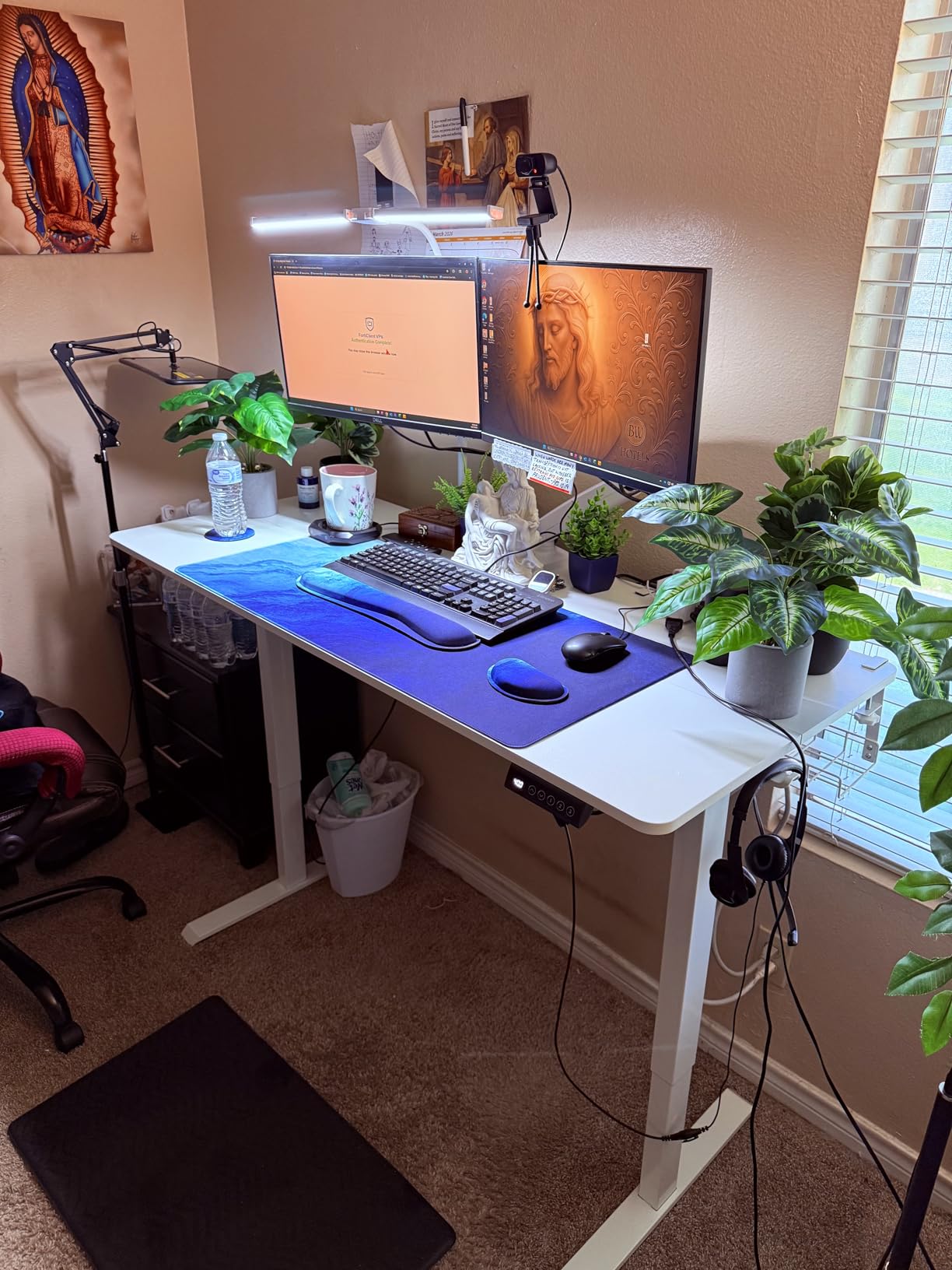 Veken 55 Inch Large Electric Standing Desk, Sit to Stand Up, Heights Adjustable, Work Home Office Computer Table, White customer photo 2