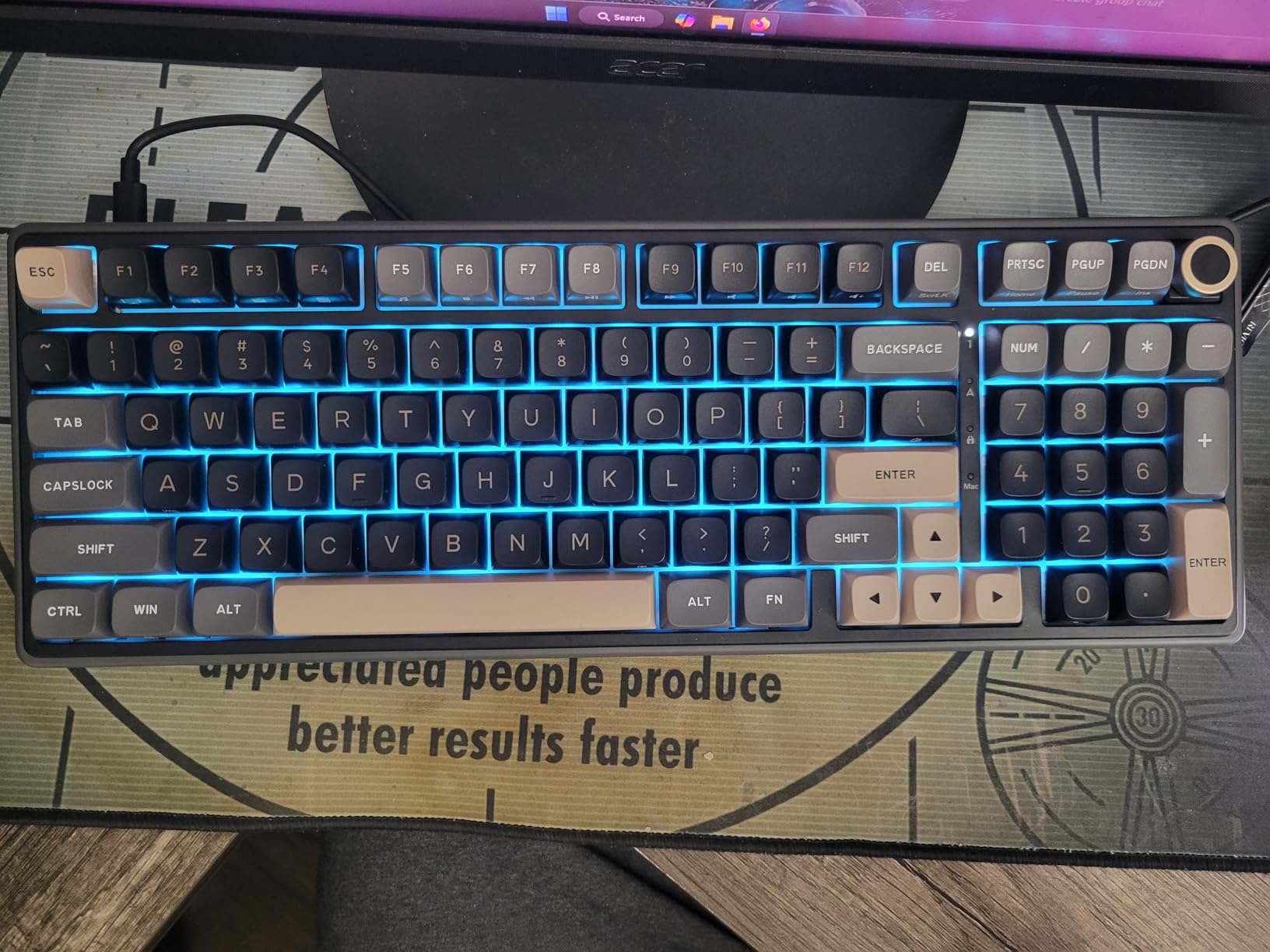 RK ROYAL KLUDGE R98 Pro Wired Mechanical Keyboard, 96% Creamy Gaming Keyboard RGB Backlit with Number Pad and Volume Knob, Gasket Mount, MDA Profile PBT Keycaps, Hot Swappable Pre-lubed Linear Switch customer photo 2