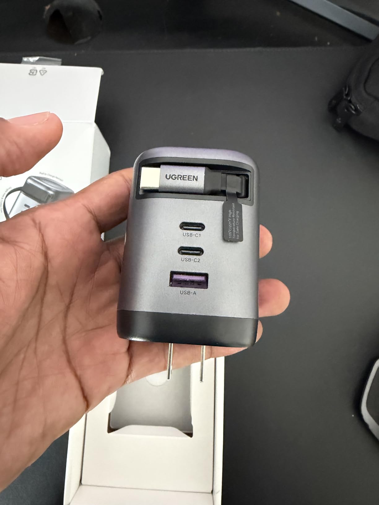 Nexode 100W GaN USB C Retractable Charger with Built-in Cable, 3-Port Fast Charging Wall Adapter for Laptop, MacBook Pro/Air/Neo, iPhone 17/16, Galaxy S26, Pixel, iPad, MatePad, DJI Drone customer photo 2