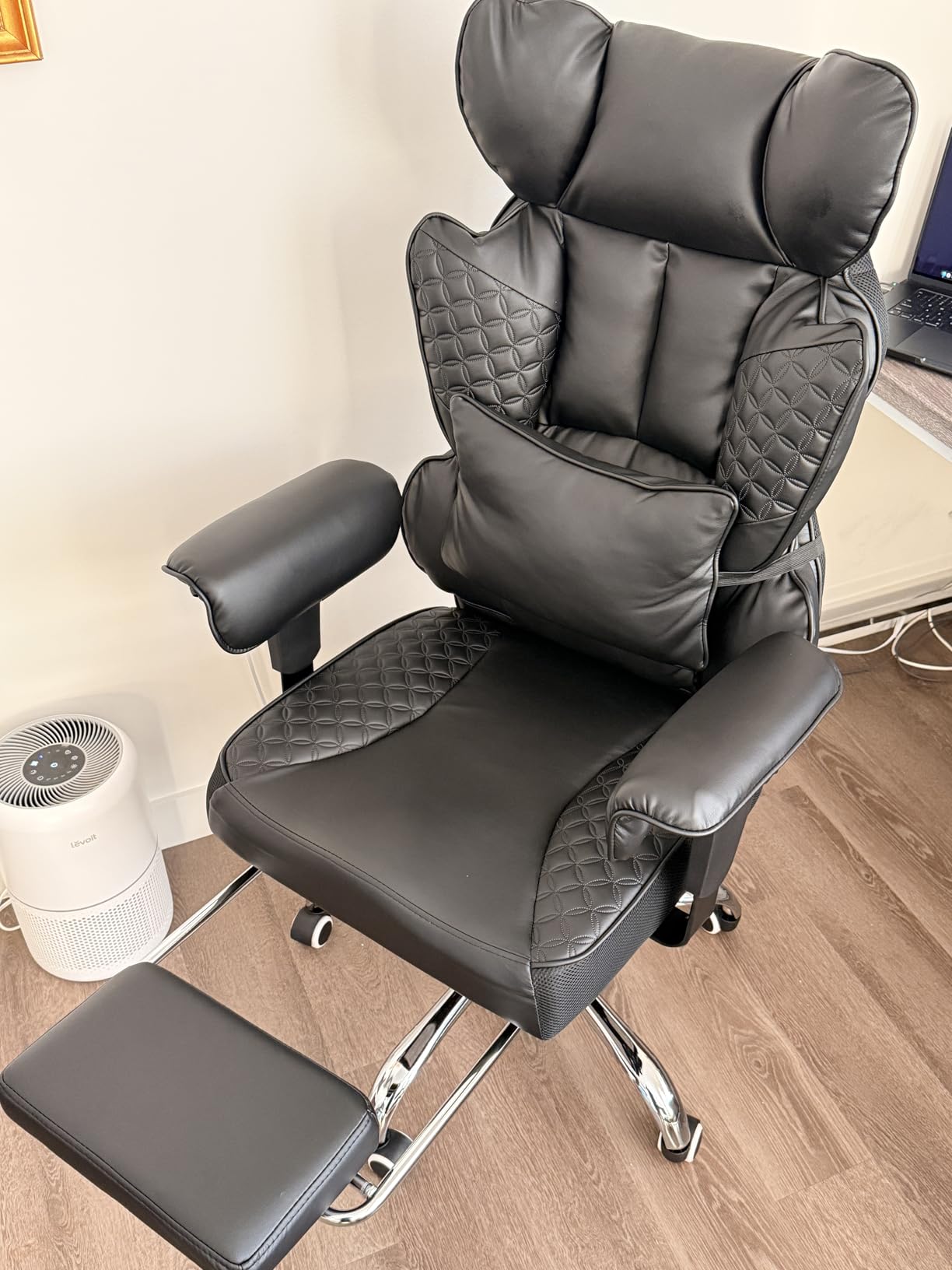GTPLAYER Big and Tall Gaming Chair 400lbs Heavy Duty Office Chair with Foot Rest & Ergonomic Pocket Spring Lumbar Support, High Back 3D Saddle Shaped Cushion for Back Pain Relief, Matte-Black customer photo 2